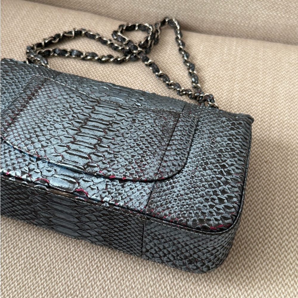 CHANEL Iridescent Blue Multicolor Python Classic … - image 6